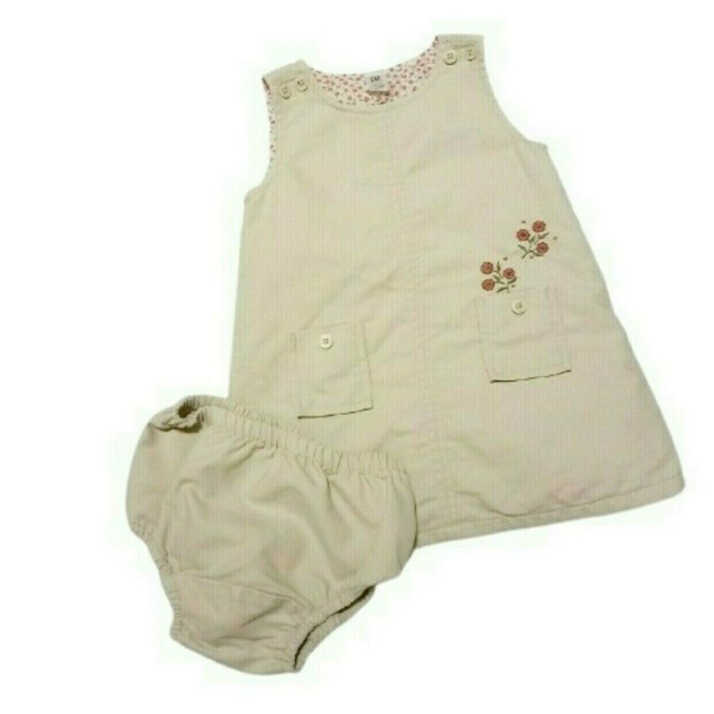 Baby Gap Vintage '03 Cotton Lined Dress & Diaper Cover Outfit 6/12M